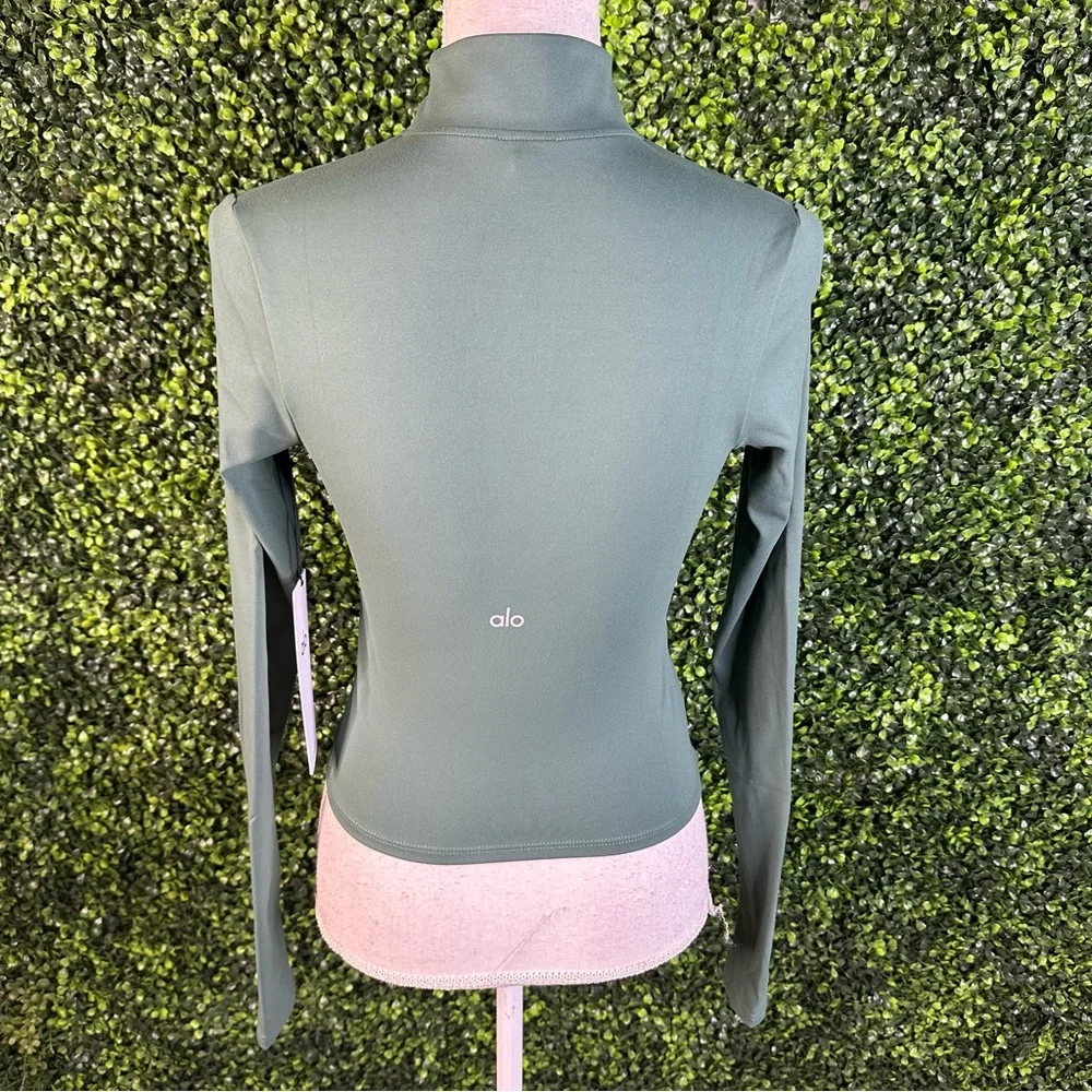 Nwt ALO Softsculpt Precision 1/4‎ Zip Long Sleeve Clover Green